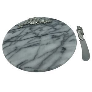 Lindsay Claire Designs Marble and Fine Pewter Cheese Tray Board Serving Knife